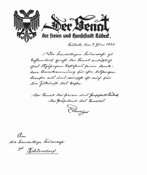 Freiwillige Feuerwehr Behlendorf - 1931